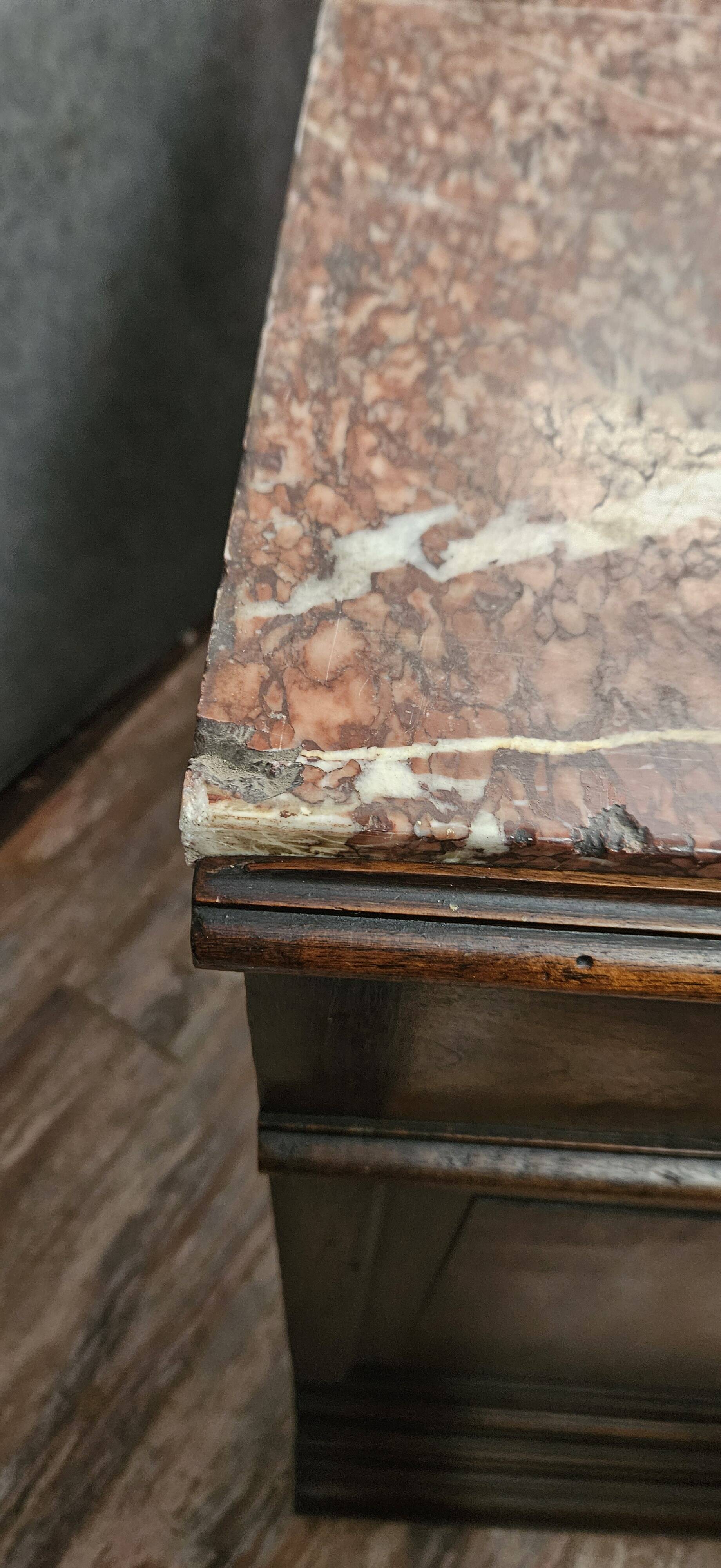 Solid walnut cabinet with marble top – Renaissance style