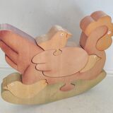 Hen chicks antique wooden puzzle to pose decorative