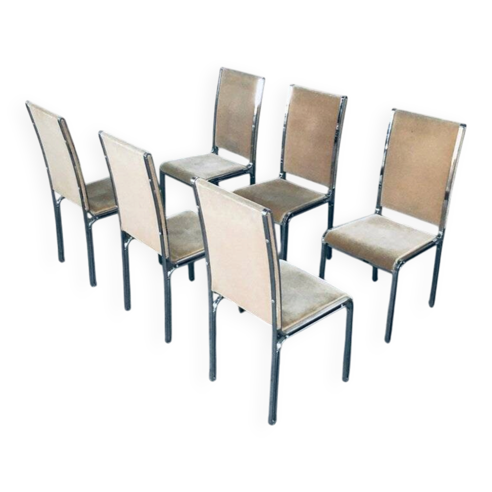 Italian Hollywood Regency Style Modernist Dining Chairs, 1970s, Set of 6