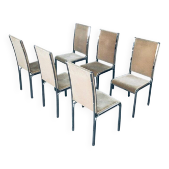 Italian Hollywood Regency Style Modernist Dining Chairs, 1970s, Set of 6