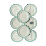8 vintage French white and green porcelain plates from Céranord