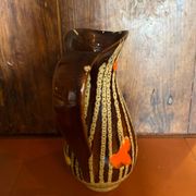 Vase vintage marron Brigitte France des années 1960