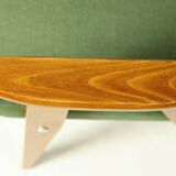 Modern fauteuil chêne clair vert forêt velvet 1962 design by Chierovski milieu de siècle