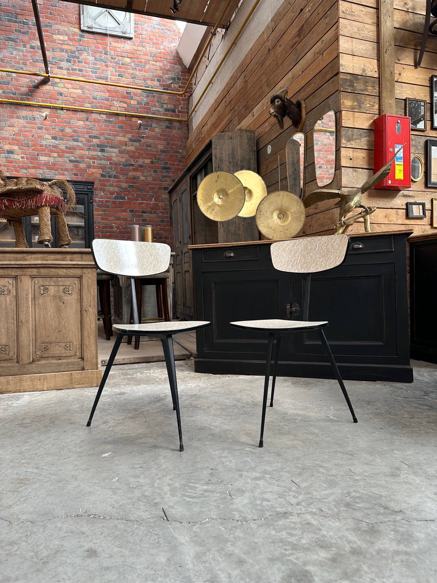 Pair of 60s tripod chairs