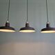Set of 3 industrial pendant lights in anthracite enameled sheet metal