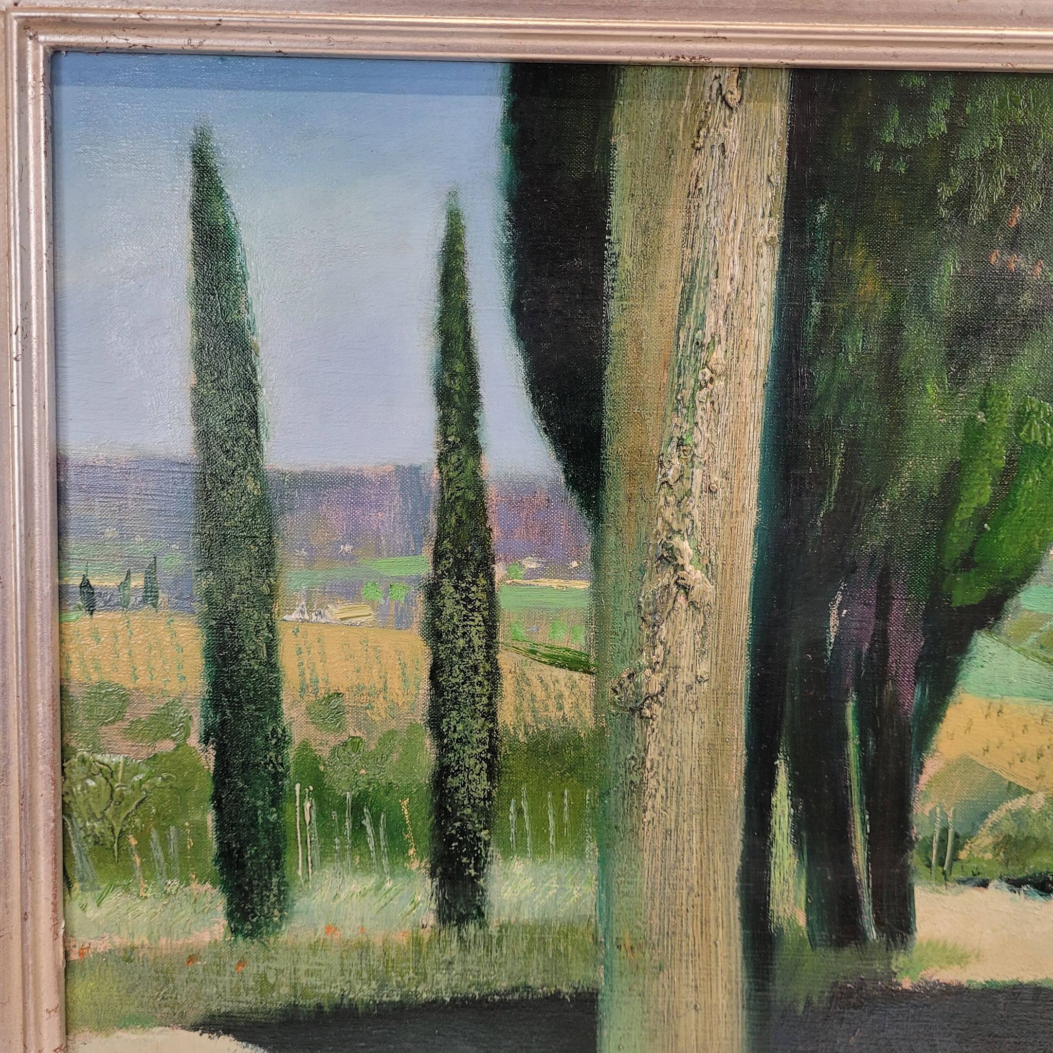 Oil on the link “El callejón de los cipreses”, René Genis, Pai painting