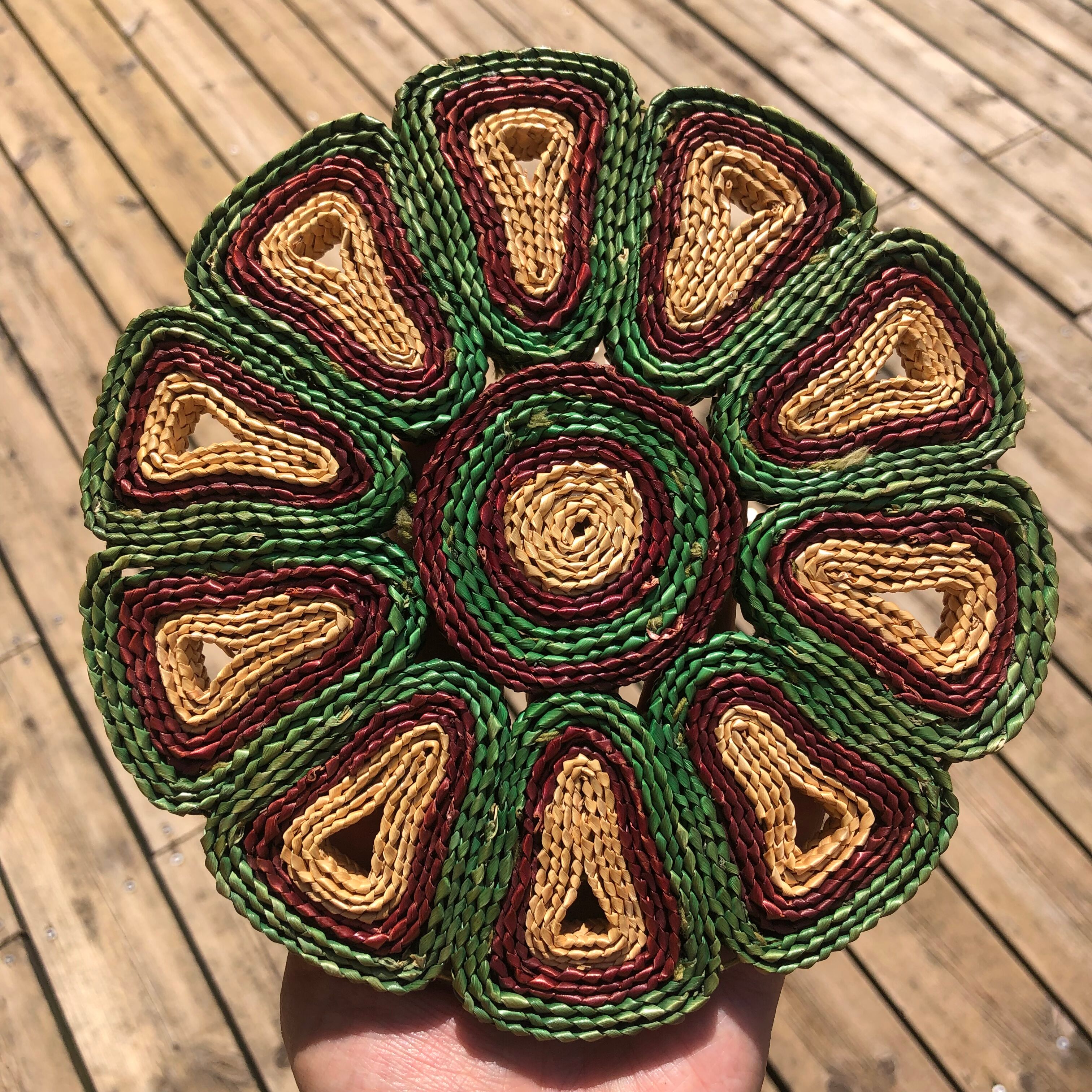 Vintage braided straw underside