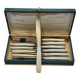 Household box of 12 vintage stainless steel knives and unbreakable resin