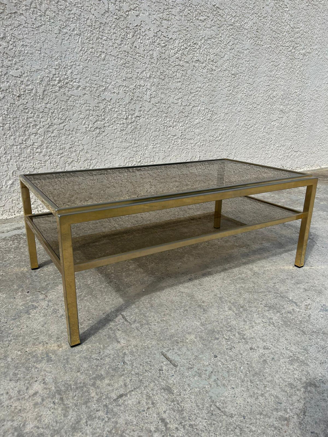 Iron coffee table with glass top