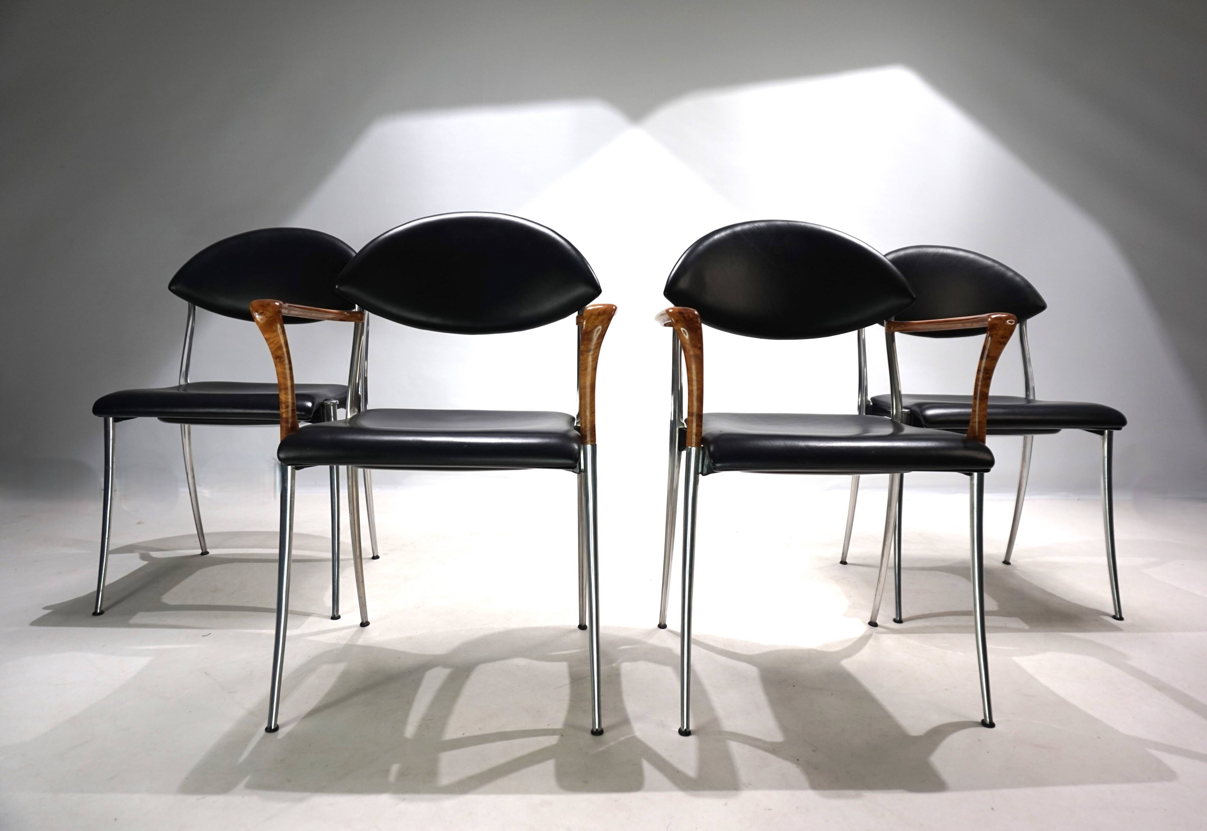 Set of four Coro dining chairs by Luigi Origlia, 1980