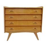 Commode vintage 1950 bois clair pieds compas