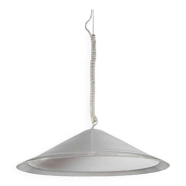 Grande lampe suspendue vintage italienne en verre par Leucos. — Beyit