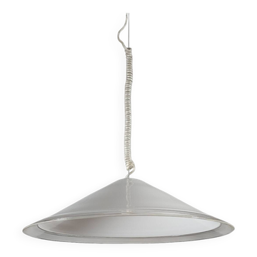 Large italian vintage hanging lamp made of glass by Leucos