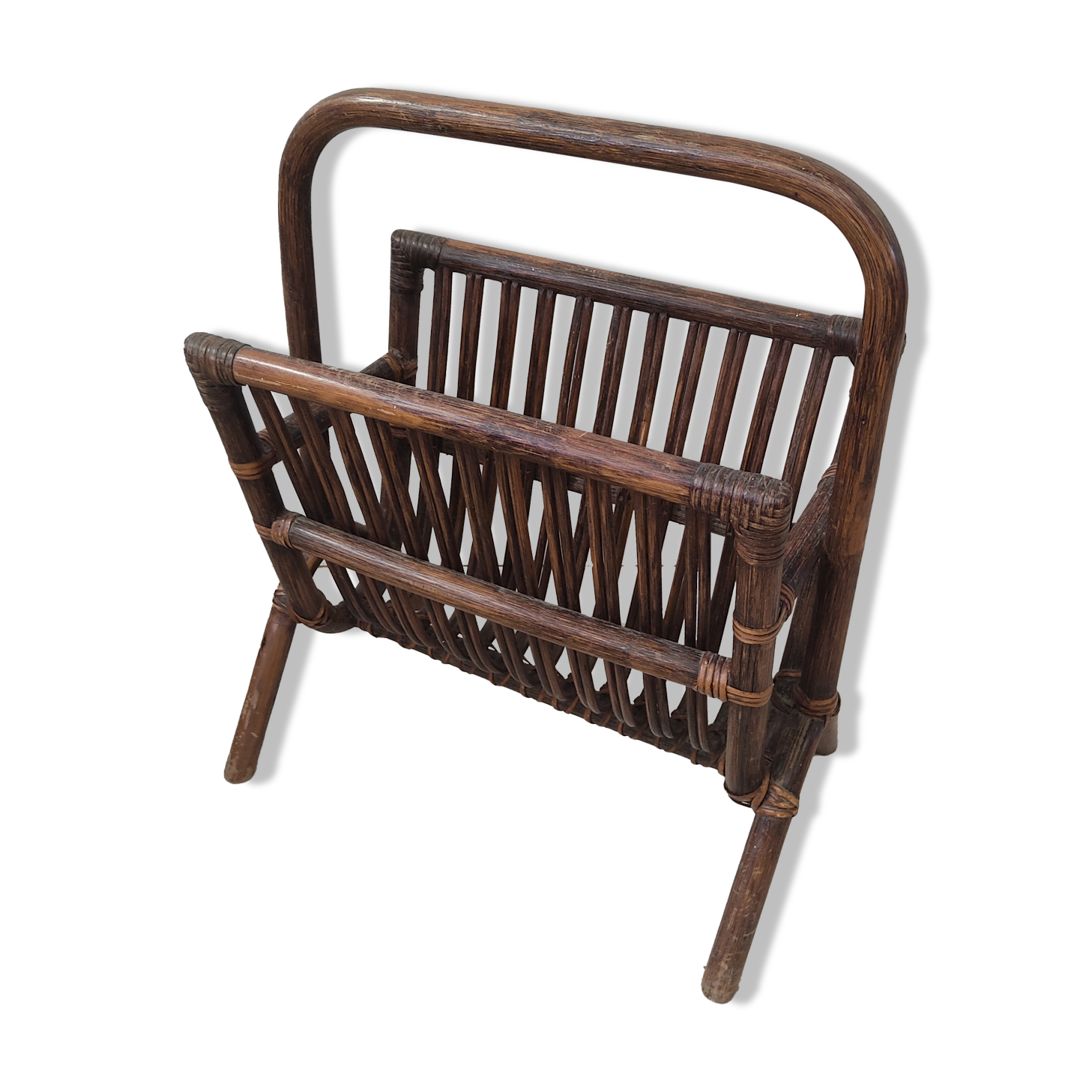 Rattan and bamboo magazine holder