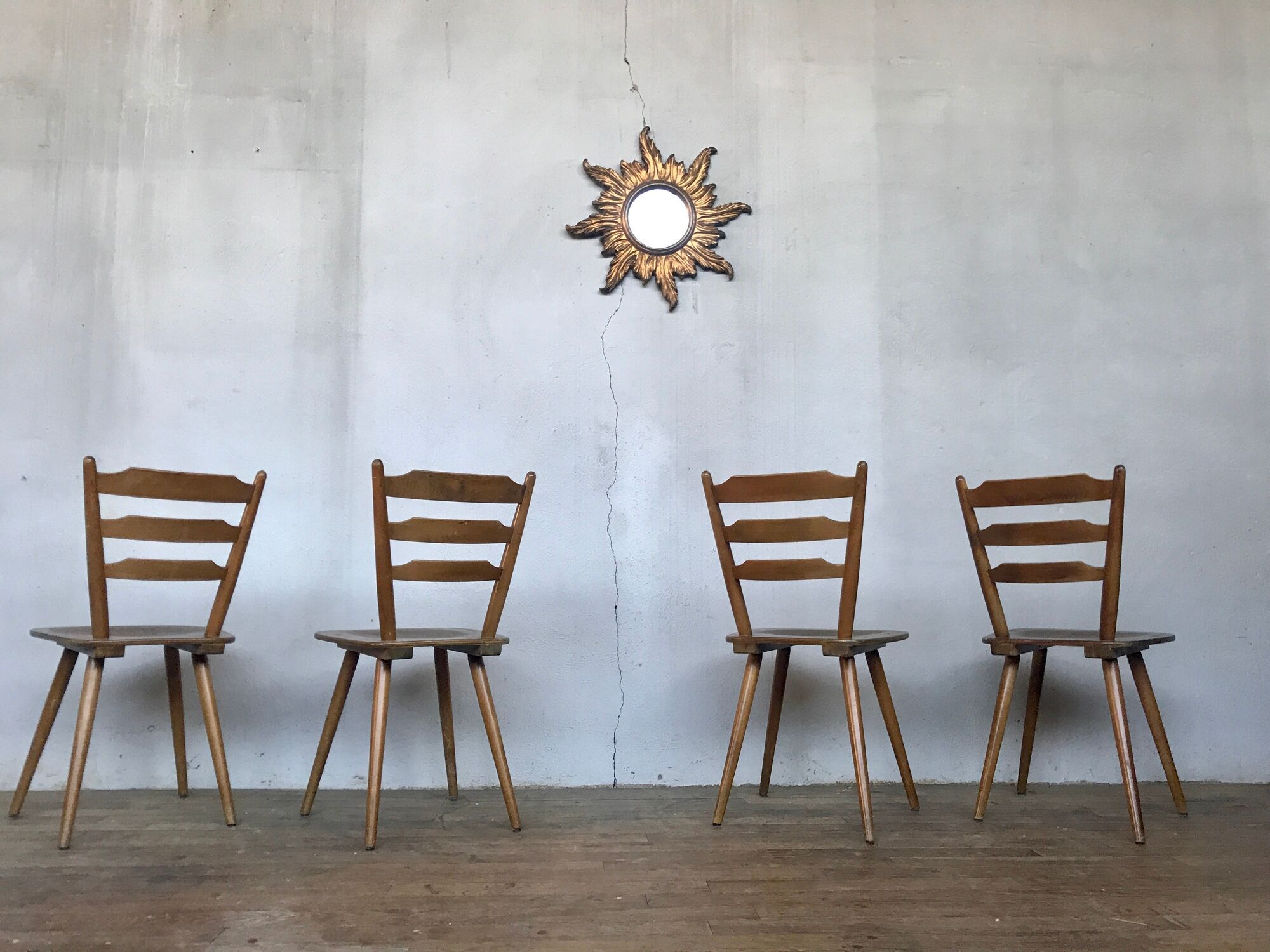 Series of 20 Scandinavian chairs or vintage wooden bistro