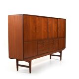 High Quality Danish Highboard with Brass Handle Inlays 1950s