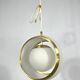 Stilux Milano, gilded aluminum, opaline and perspex pendant. Italy 1960s
