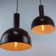 Set of 2 Mid-Century Modern Brown Metal Hanging Lamps