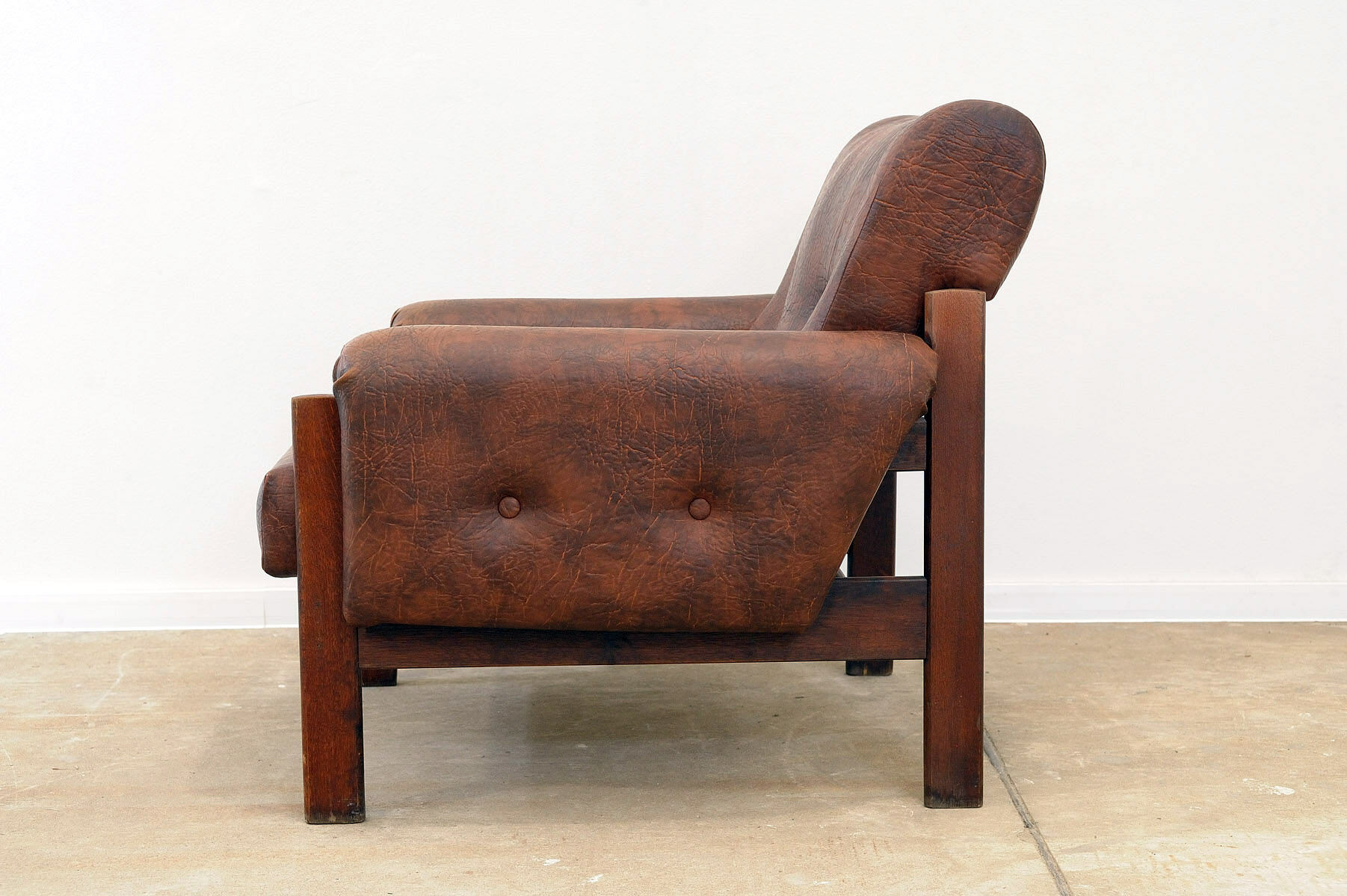 Ensemble de salon en similicuir vintage, années 1970, Tchécoslovaquie