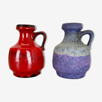 Ensemble de deux vases de lave grasse en poterie « Purple-Red » par Jopeko, Allemagne, années 1970