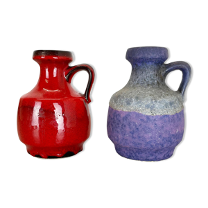 Ensemble de deux vases de lave grasse en poterie « Purple-Red » par Jopeko, Allemagne, années 1970