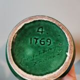 Vintage green ceramic vase signed numbered Longchamp France 1769