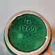 Vintage green ceramic vase signed numbered Longchamp France 1769