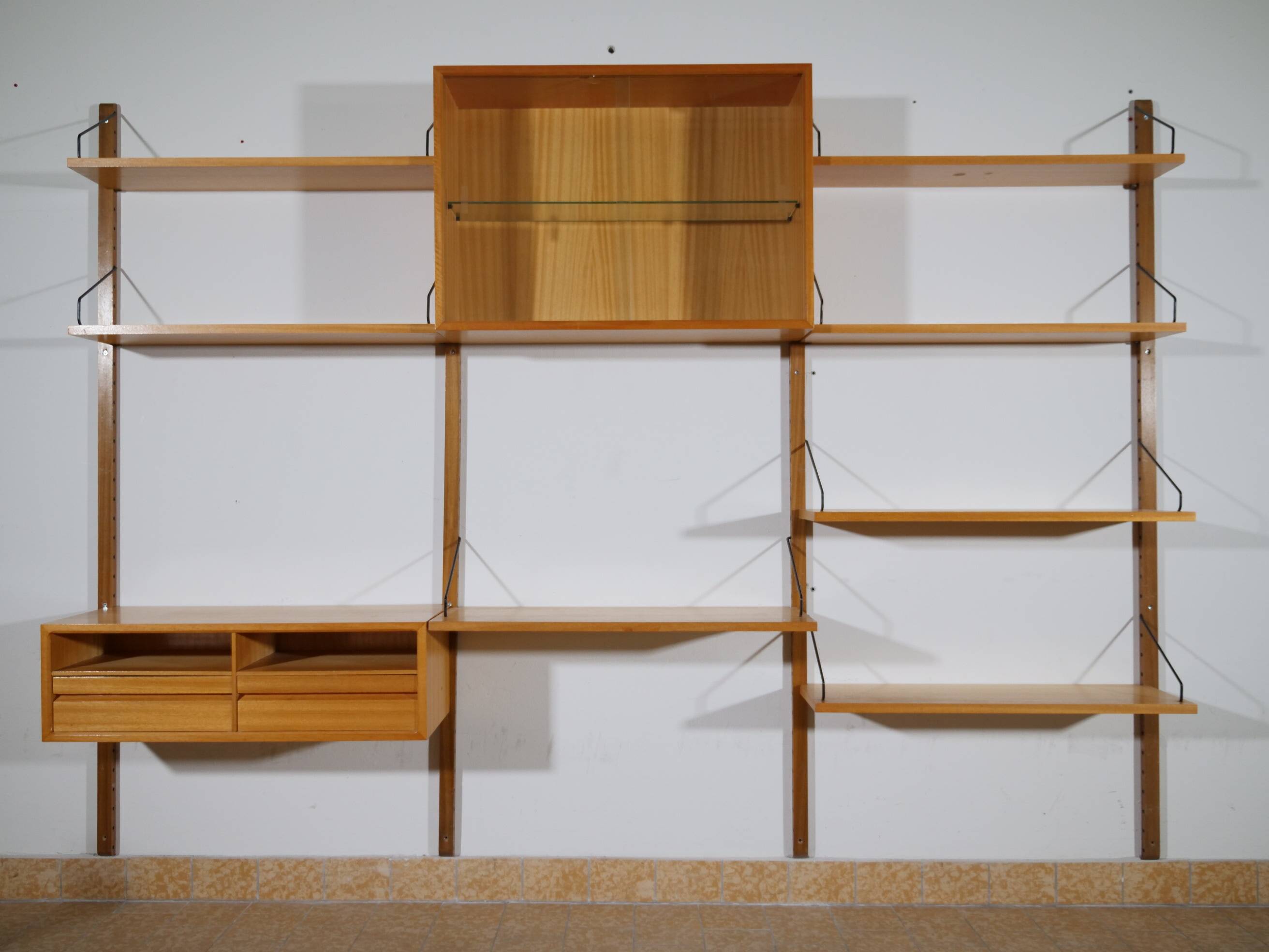 Poul cadovius modular shelving wall system royal, oak, danish design,1960s