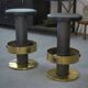 Set of 6 steel and brass stools, 1980s