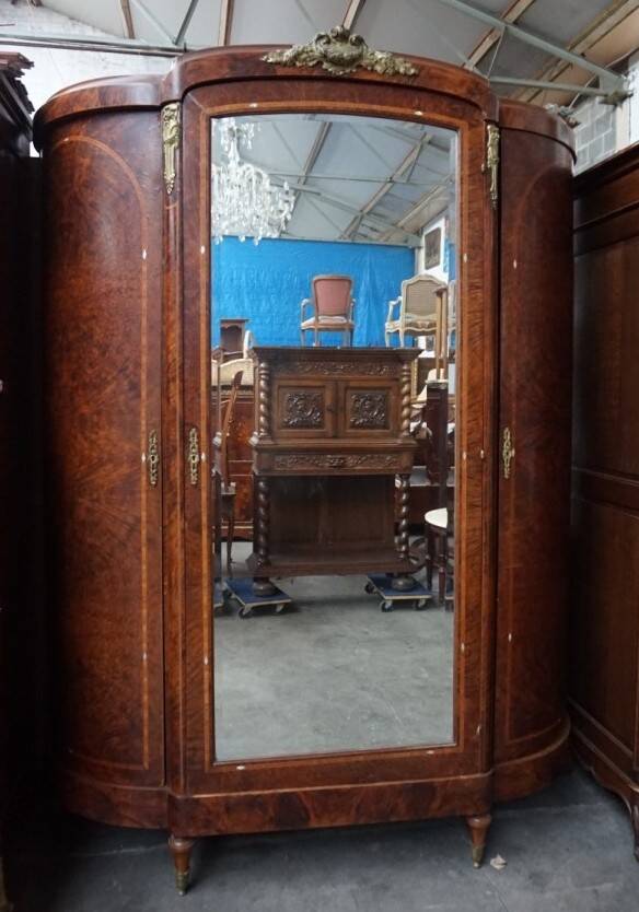 Rococo style wardrobe. Walnut root, bronze, mother-of-pearl.