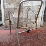 Vintage armchair in mesh and chrome steel from the 40s France