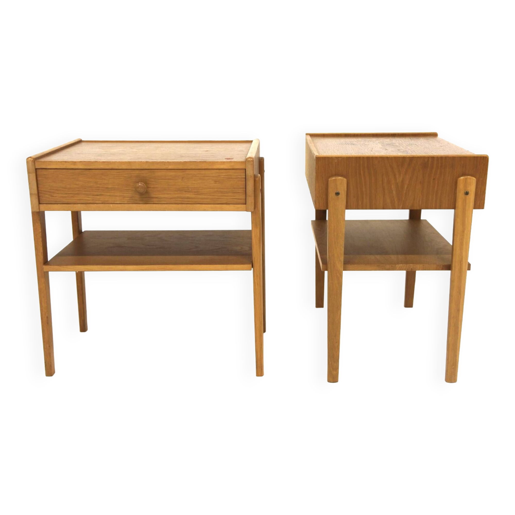 Set of 2 teak and oak bedside tables, Ferdinand Lundqvist, Sweden, 1960
