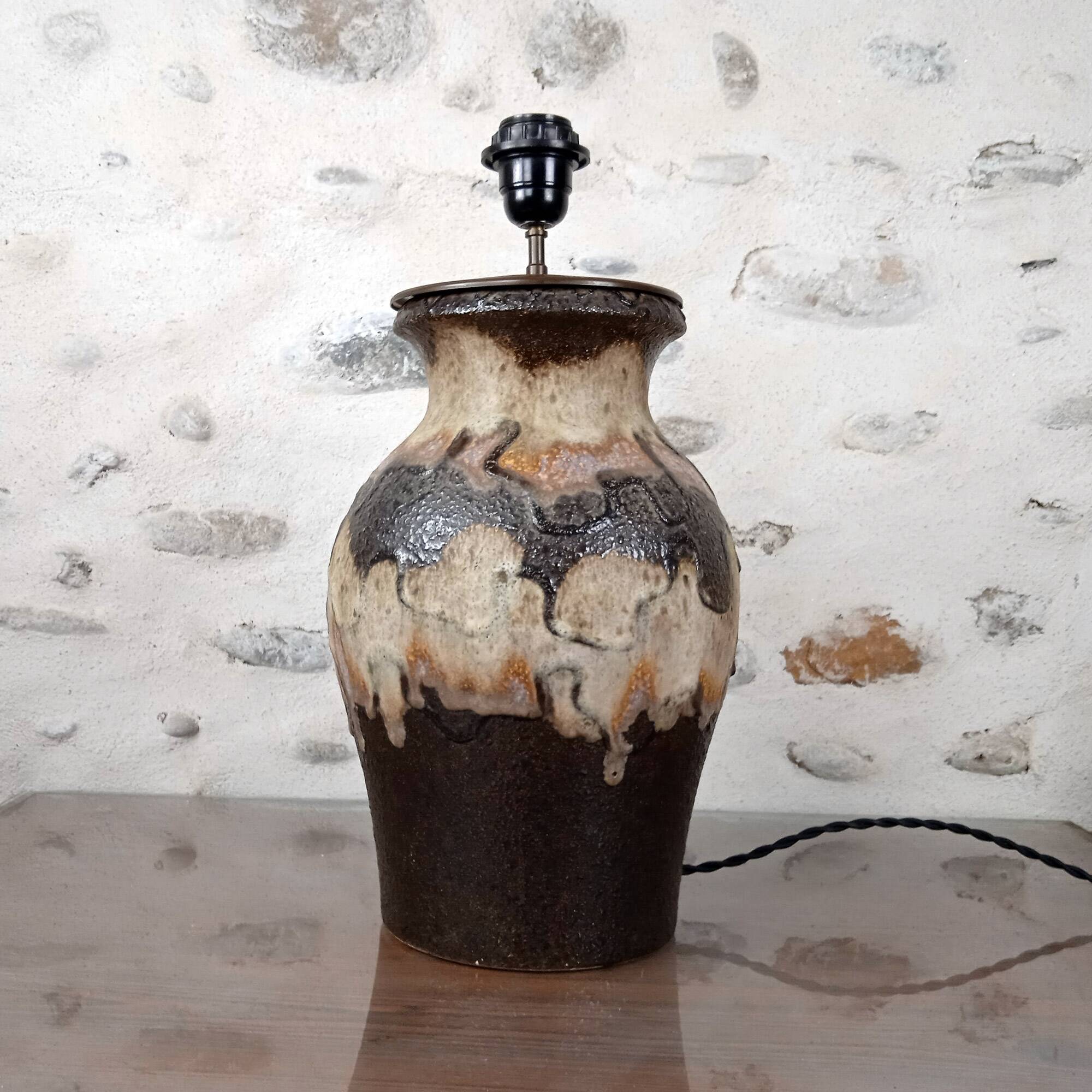 Lampe en gres fat lava west germany 1970