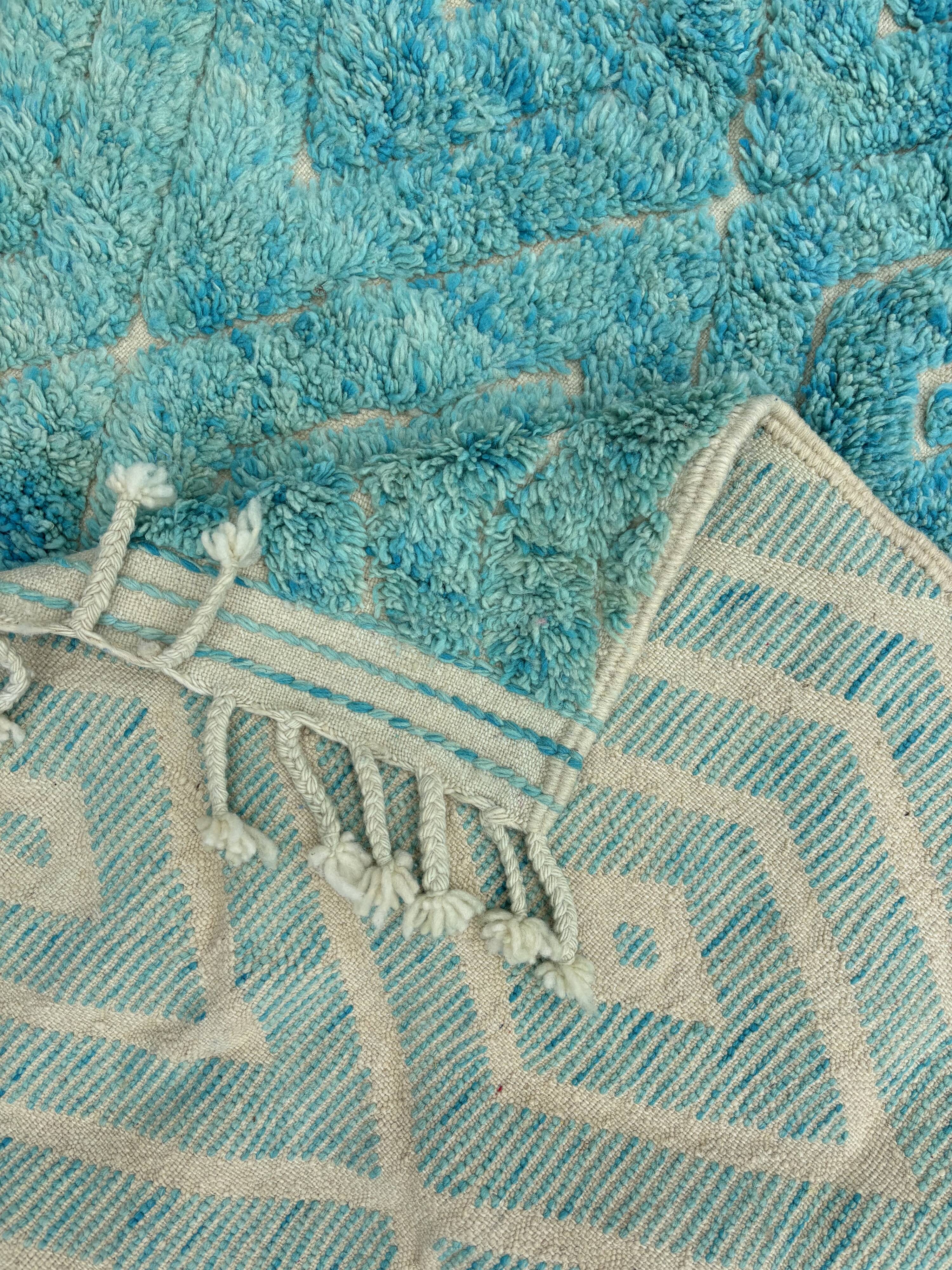 Moroccan blue Berber carpet beni ouarain