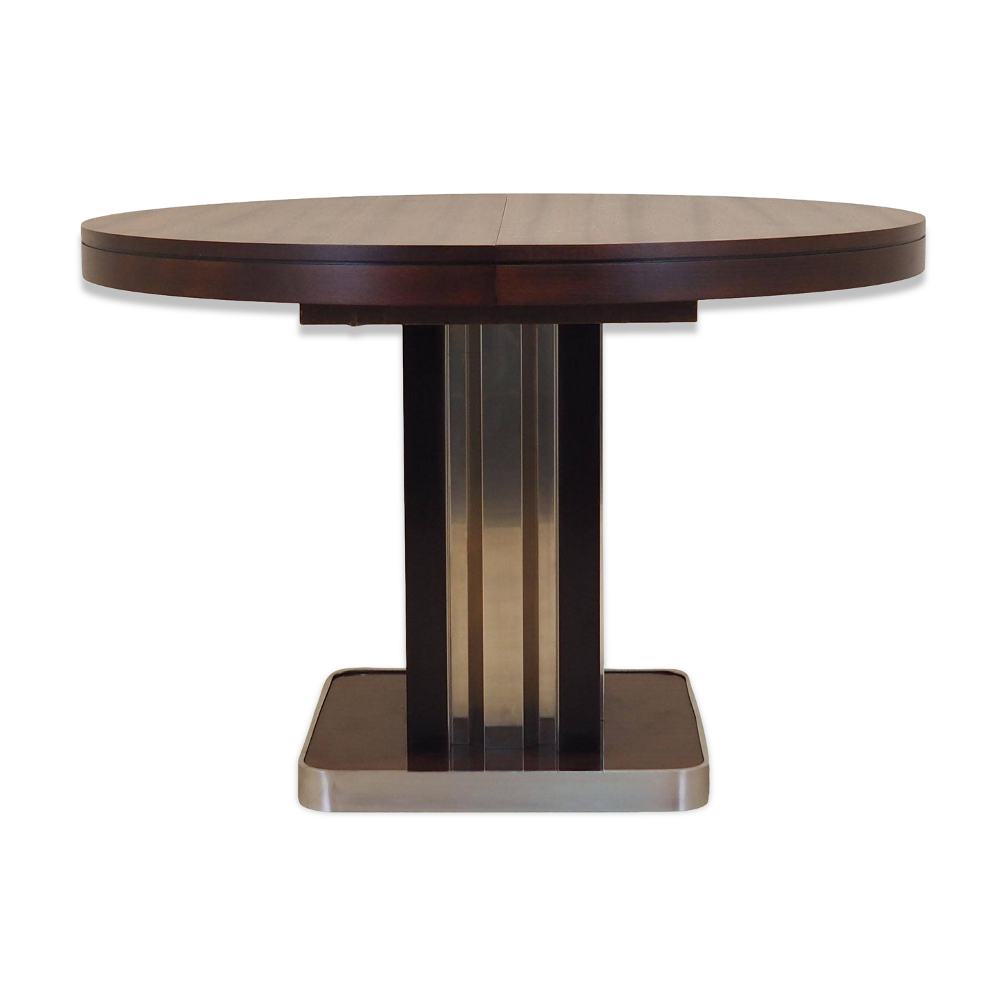 Round mahogany table, Italian design, 1970s, production: Italy