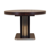 Round mahogany table, Italian design, 1970s, production: Italy