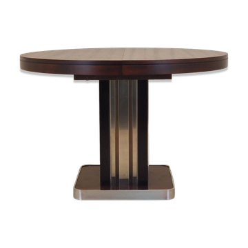 Round mahogany table, Italian design, 1970s, production: Italy