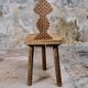 Pair of solid oak Breton chairs in folk art style