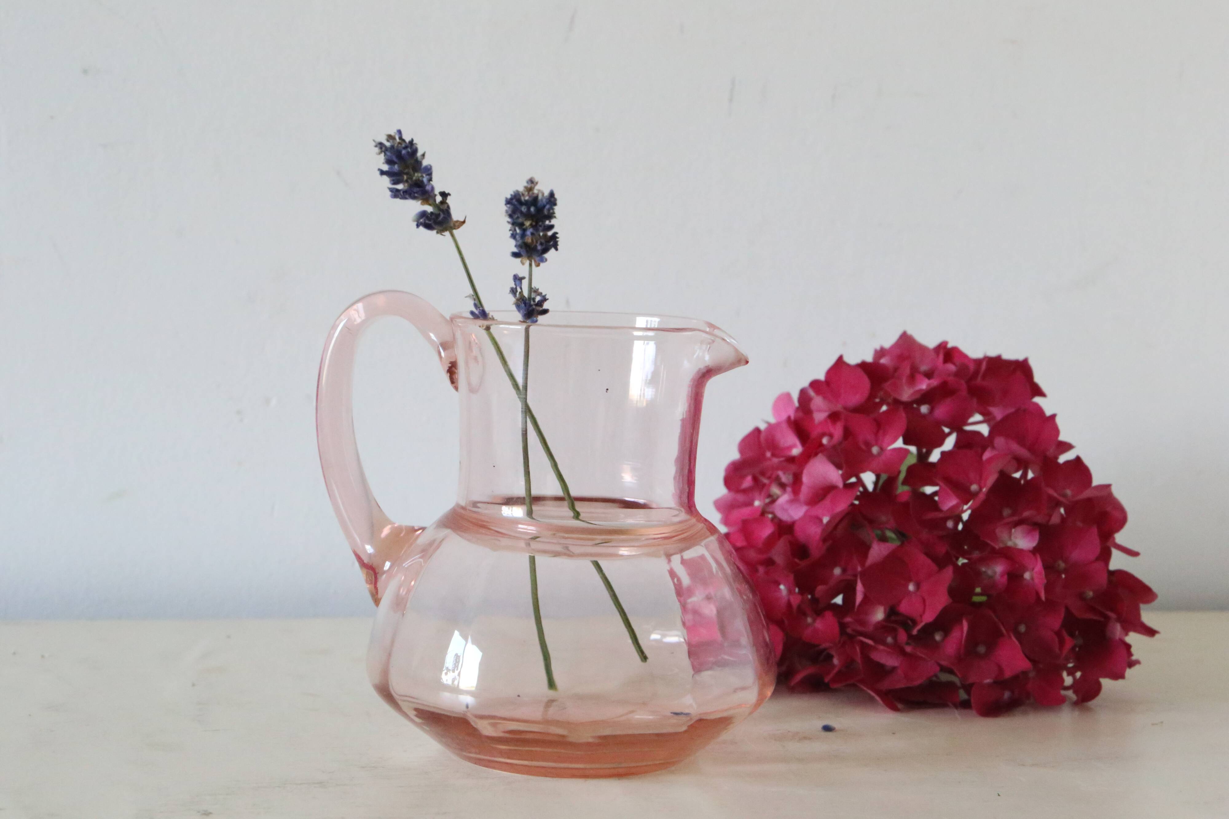 Antique pink glass pitcher