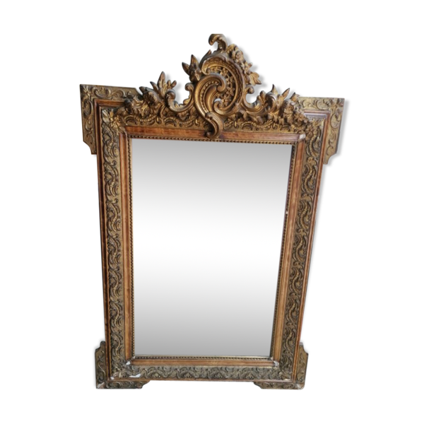 Miroir ancien de style Louis XVI stuc doré 73x97cm