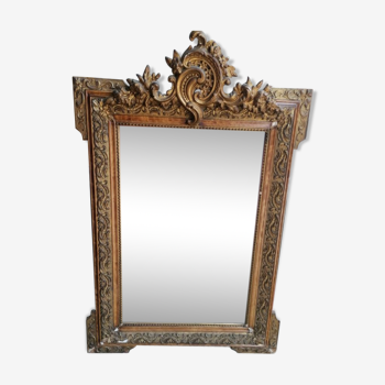 Large old louis XVI style mirror / golden stucco 73x97cm