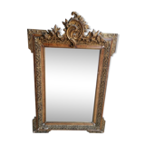 Large old louis XVI style mirror / golden stucco 73x97cm