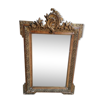 Large old louis XVI style mirror / golden stucco 73x97cm