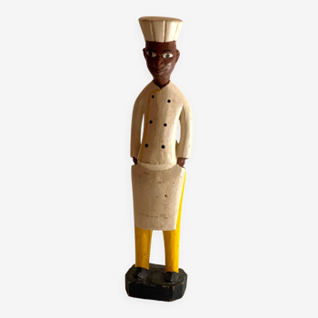 Statuette colon « cuisinier » en bois peint