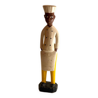 Statuette colon « cuisinier » en bois peint