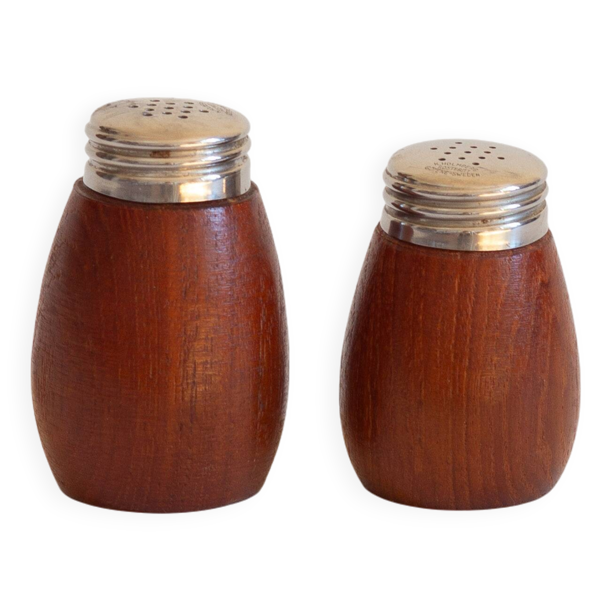 Teak salt and pepper shakers, Karl Holmberg, Gothenburg, Sweden, 1960s