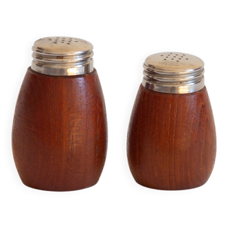 Salière et Poivrière de table en teck, Karl Holmberg, Götene, Suède, Années 60
