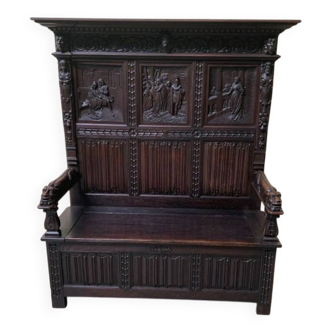 Antique impressive Neo-Gothic chest bench