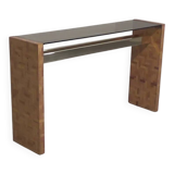 Max Papiri side table in woven banana wood and smoked glass – A sculptural modern classic