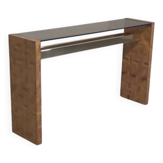 Max Papiri side table in woven banana wood and smoked glass – A sculptural modern classic